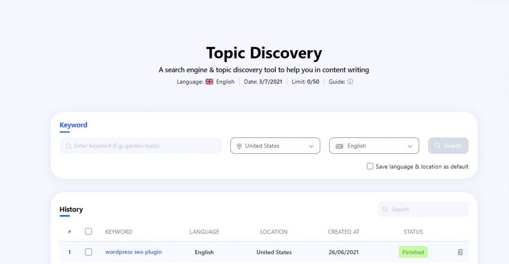 Writerzen Topic Discovery